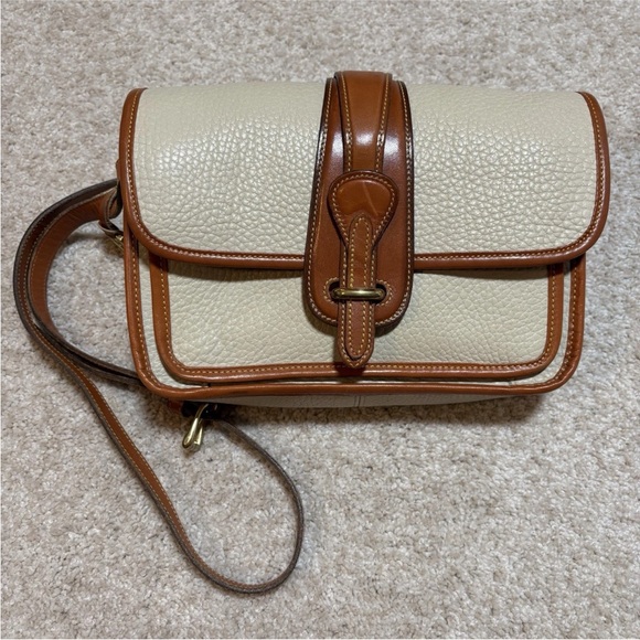 Dooney & Bourke Handbags - Dooney & Bourke Small Equestrian Crossbody Handbag Cream/Bone & Tan